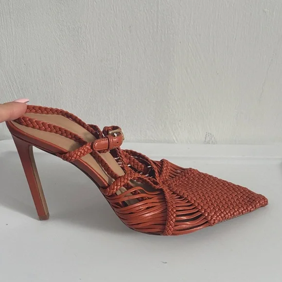 Elegant Women's Woven Heels - Orange - Picture 6 of 10
